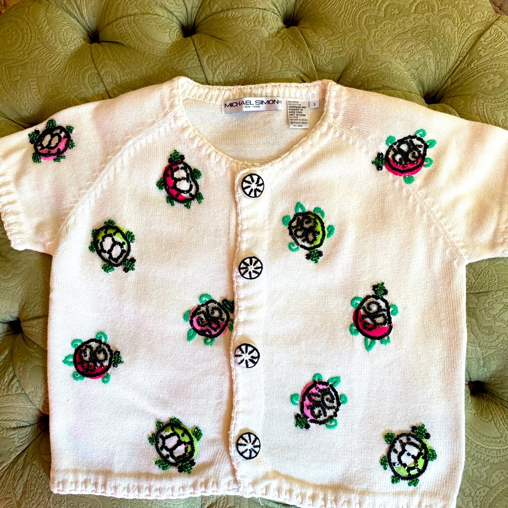 Michael Simon New York | Vintage Size Small | Beaded Embroidered Turtle Detail